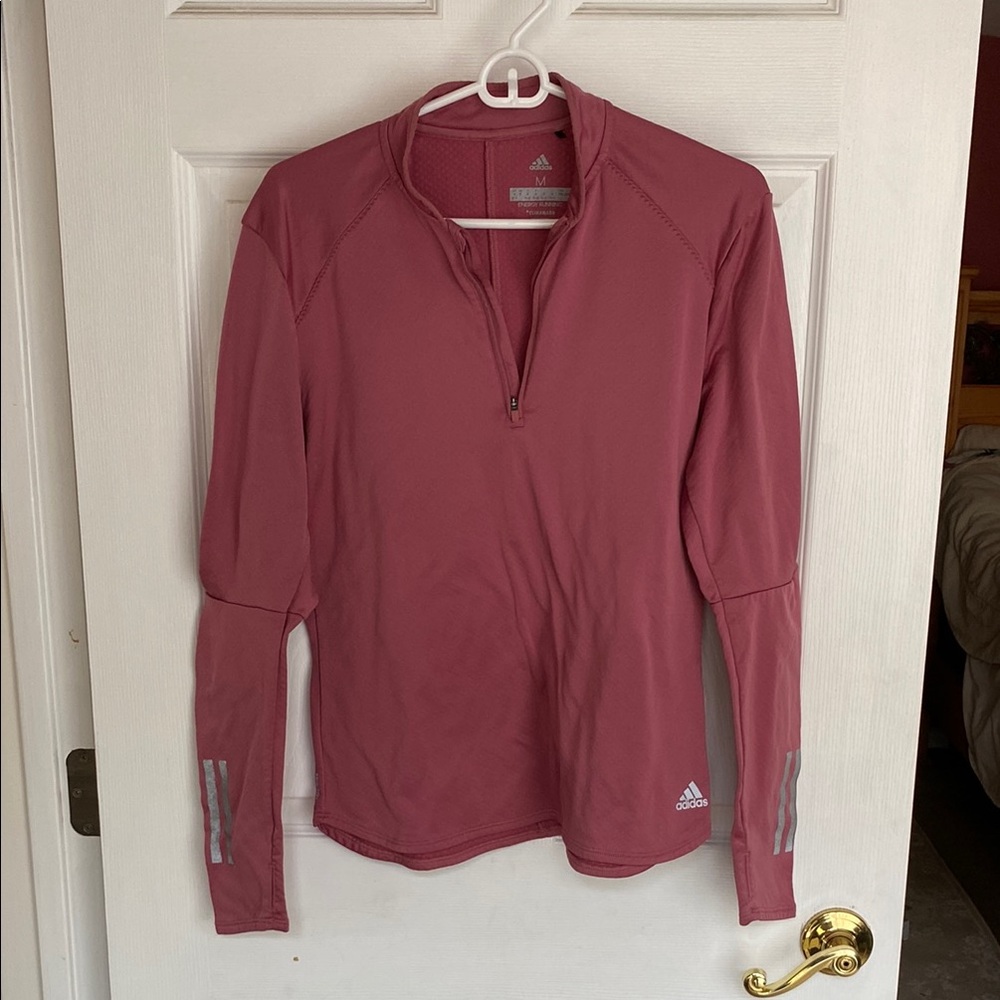 Adidas Pink Fitted Long Sleeve Polo Tee